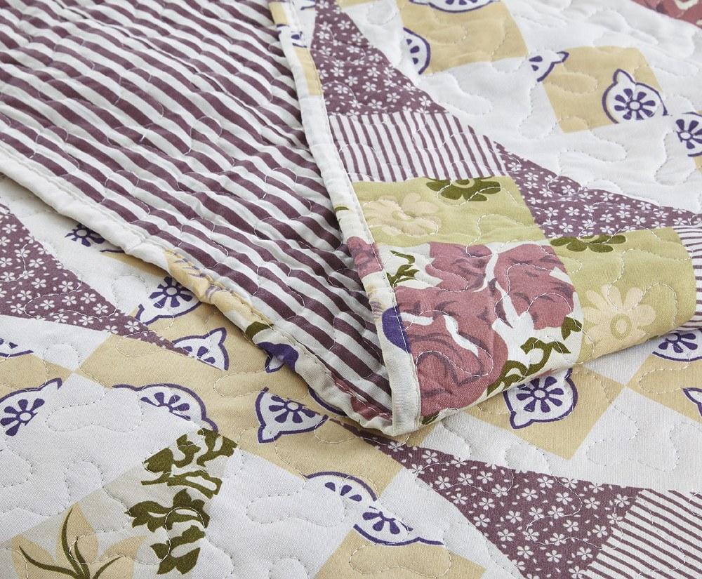 Wisteria Cottage Roses Quilted Bedspread Set – Lightweight (HS-1003)