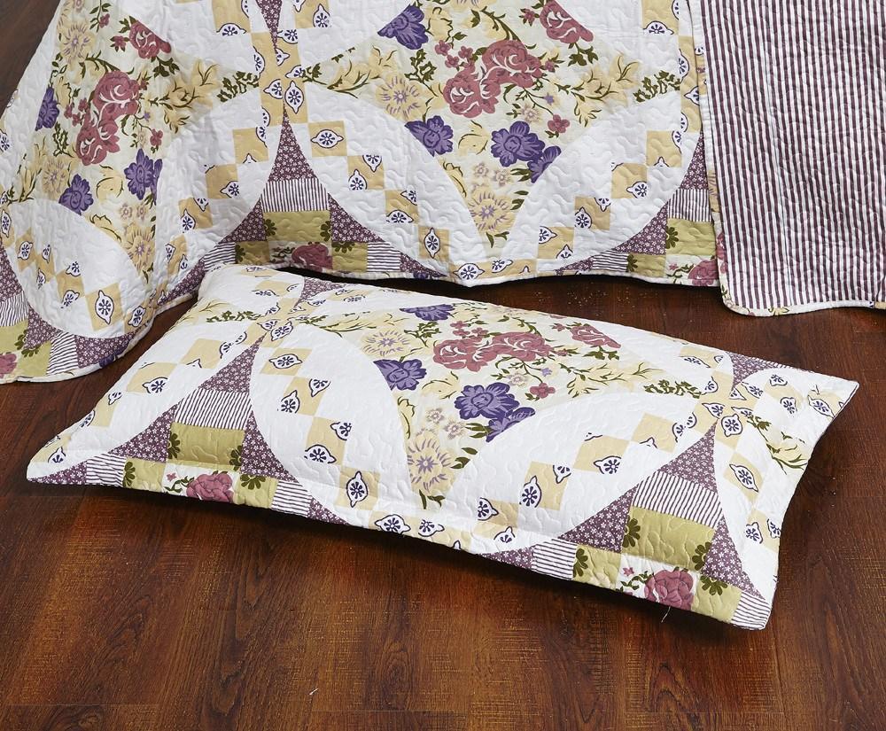 Wisteria Cottage Roses Quilted Bedspread Set – Lightweight (HS-1003)