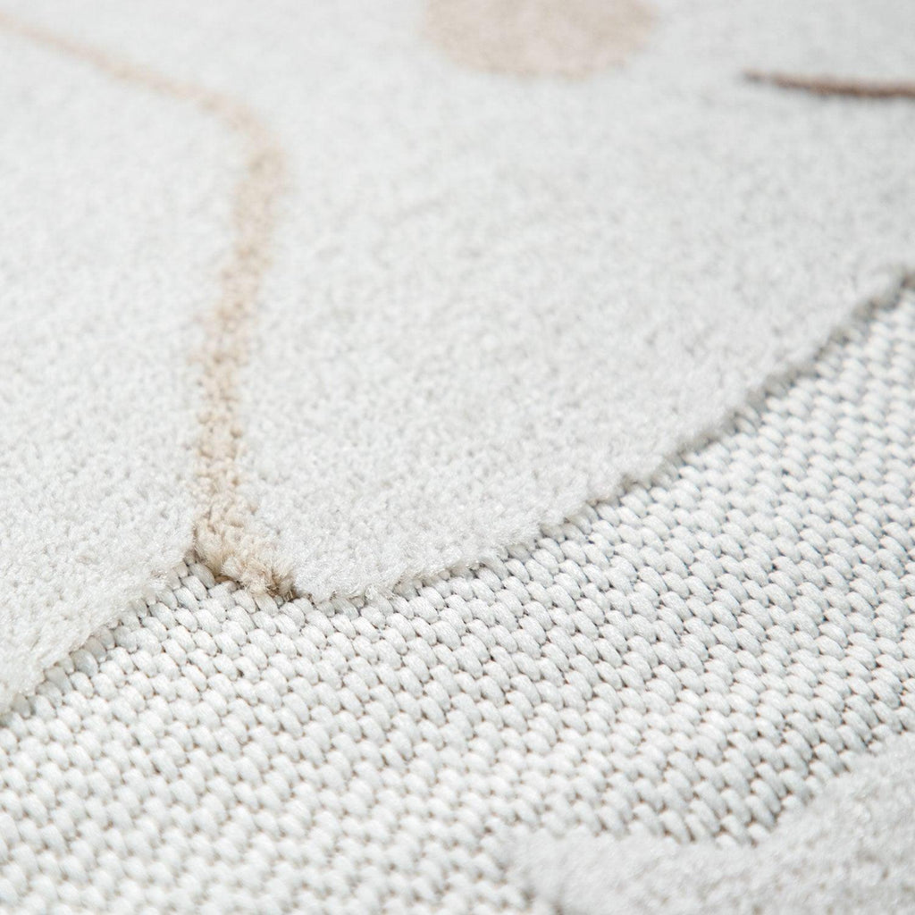 Round Kids Rug Tweet Cuddling Moon & Stars - Cream Beige