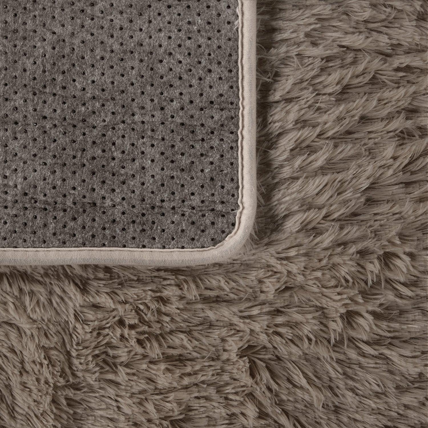 Solid Shag Rug Silky Soft & Fluffy In Light-Brown