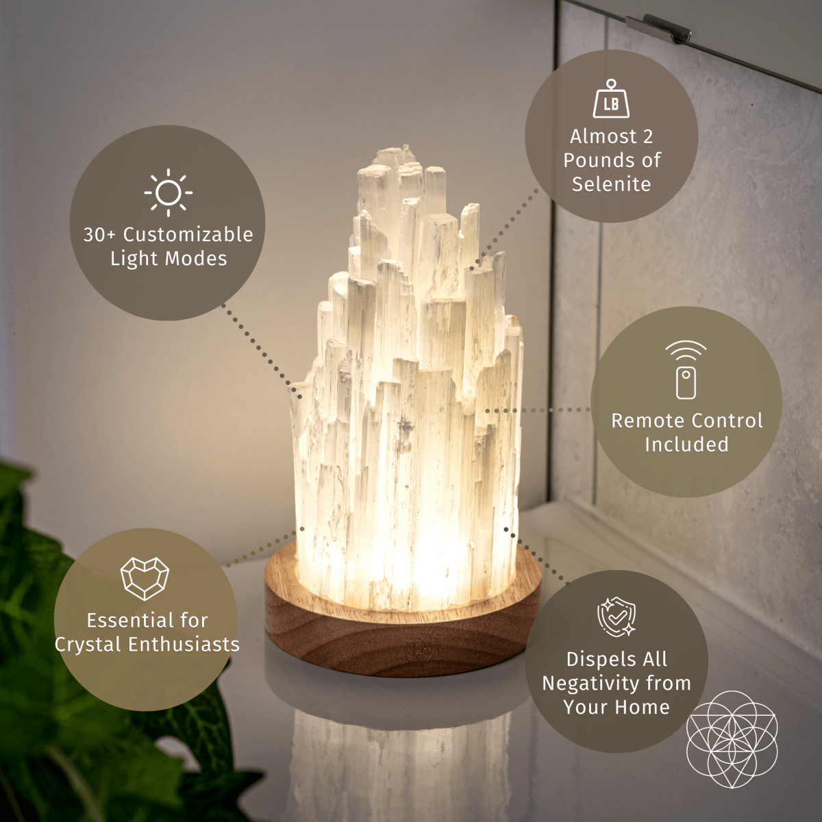 Cleanse-All Selenite Lamp – 2 lb Healing Crystal Lamp