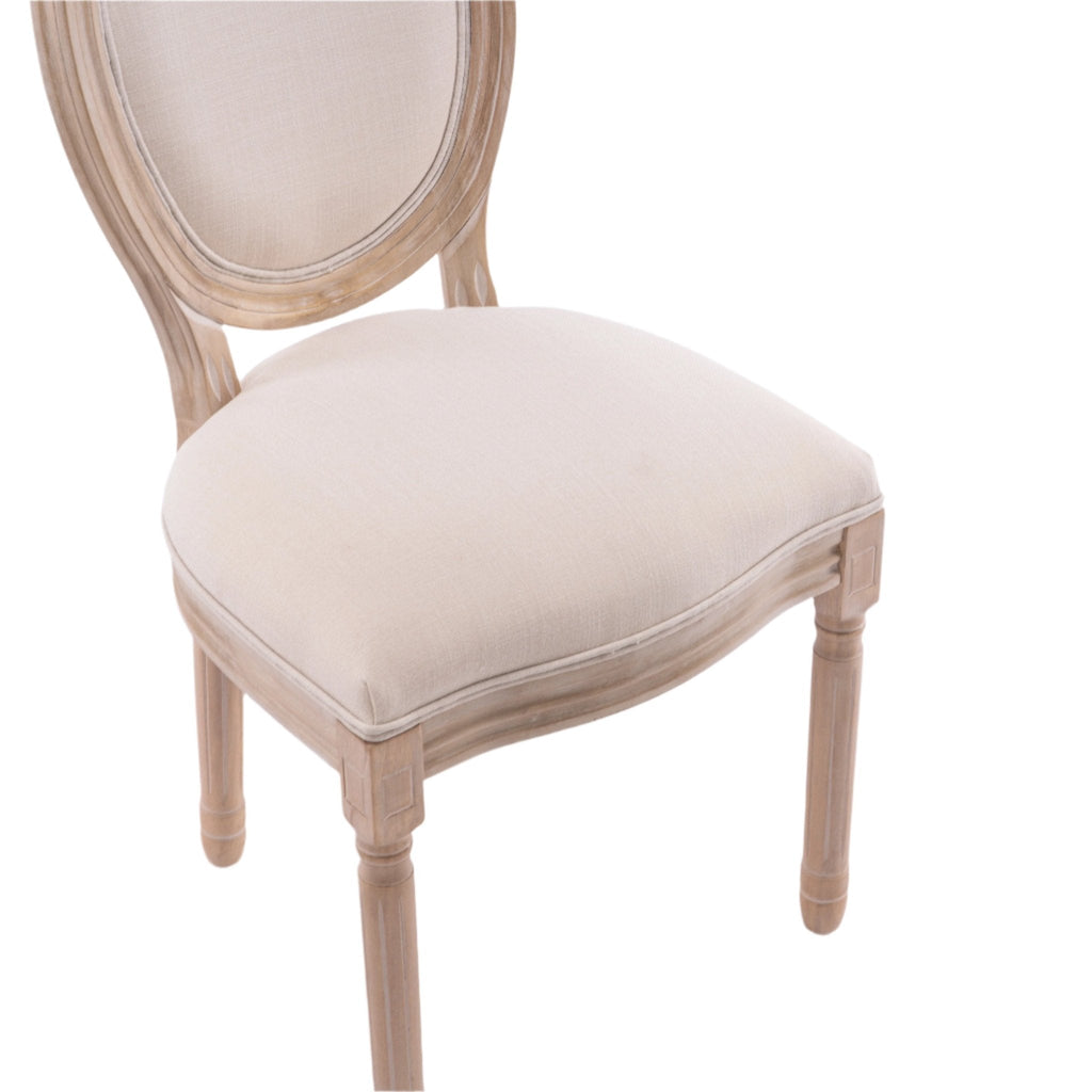 Upholstered Dining Chair with Oval Back and Solid Wood Frame Set of 2