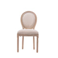 Upholstered Dining Chair with Oval Back and Solid Wood Frame Set of 2