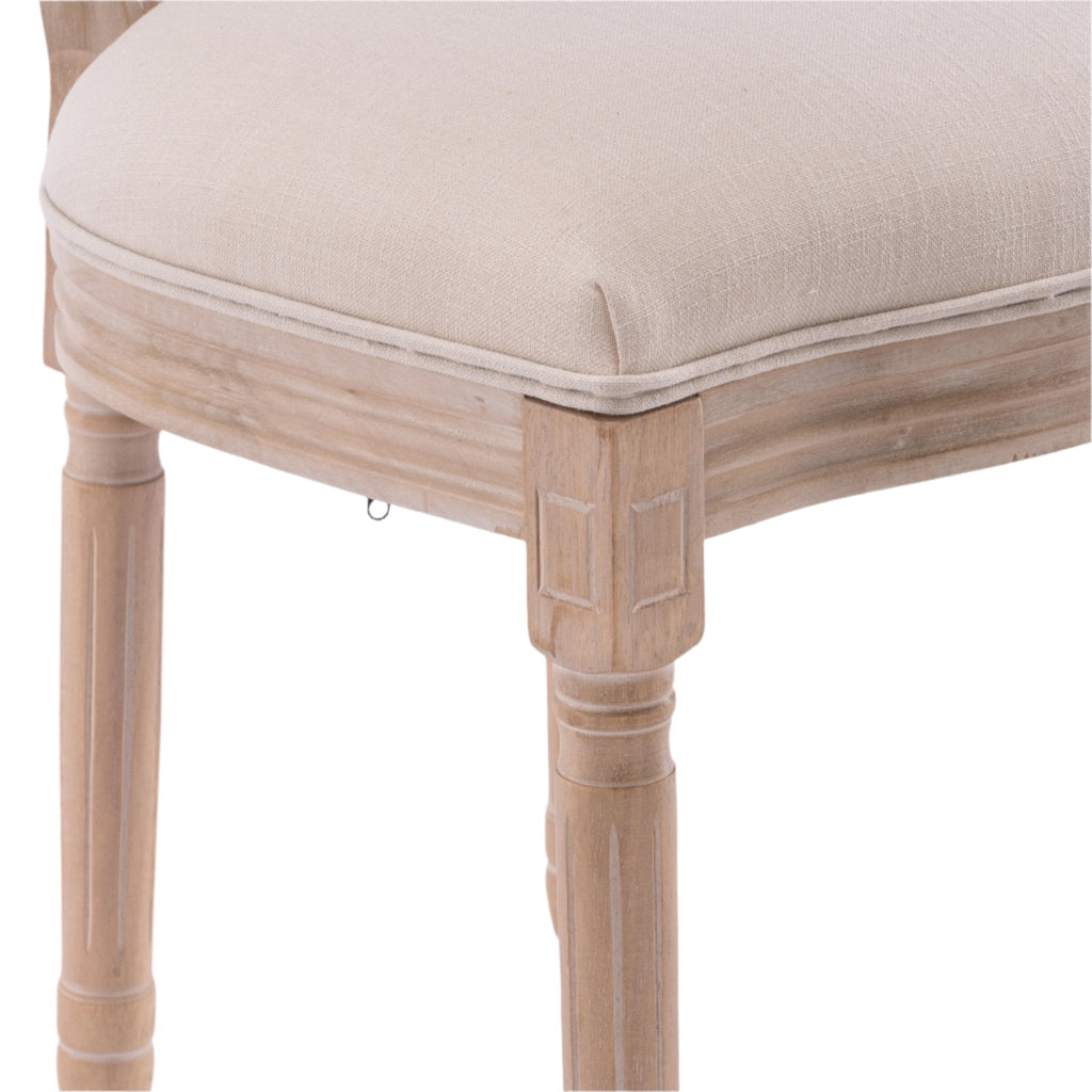 Upholstered Dining Chair with Oval Back and Solid Wood Frame Set of 2