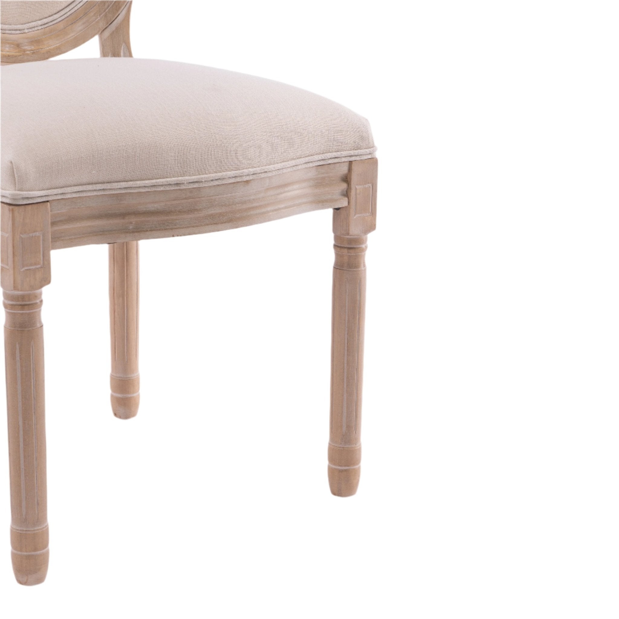Upholstered Dining Chair with Oval Back and Solid Wood Frame Set of 2