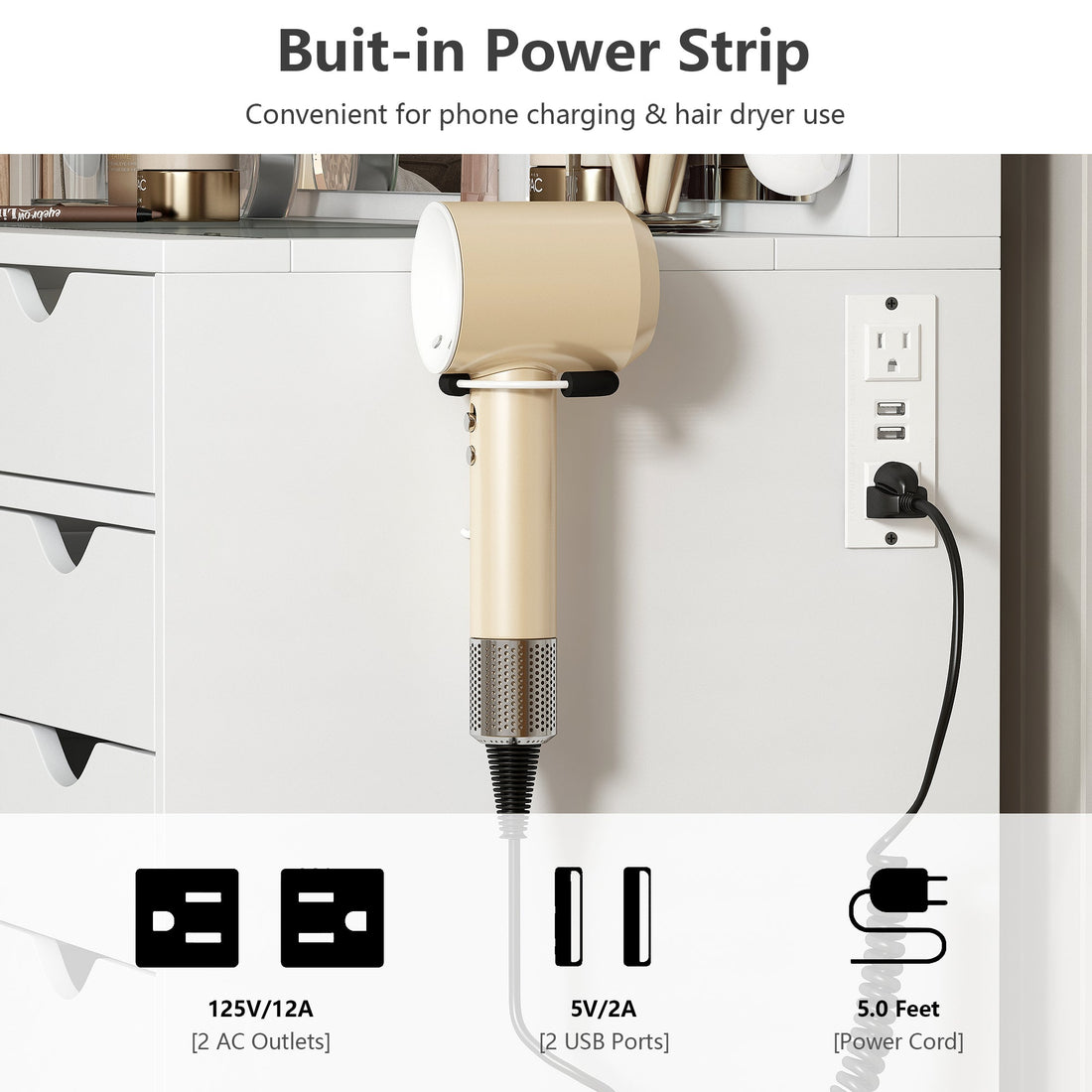 15-Drawer LED Mirror Vanity Desk - Vektaya