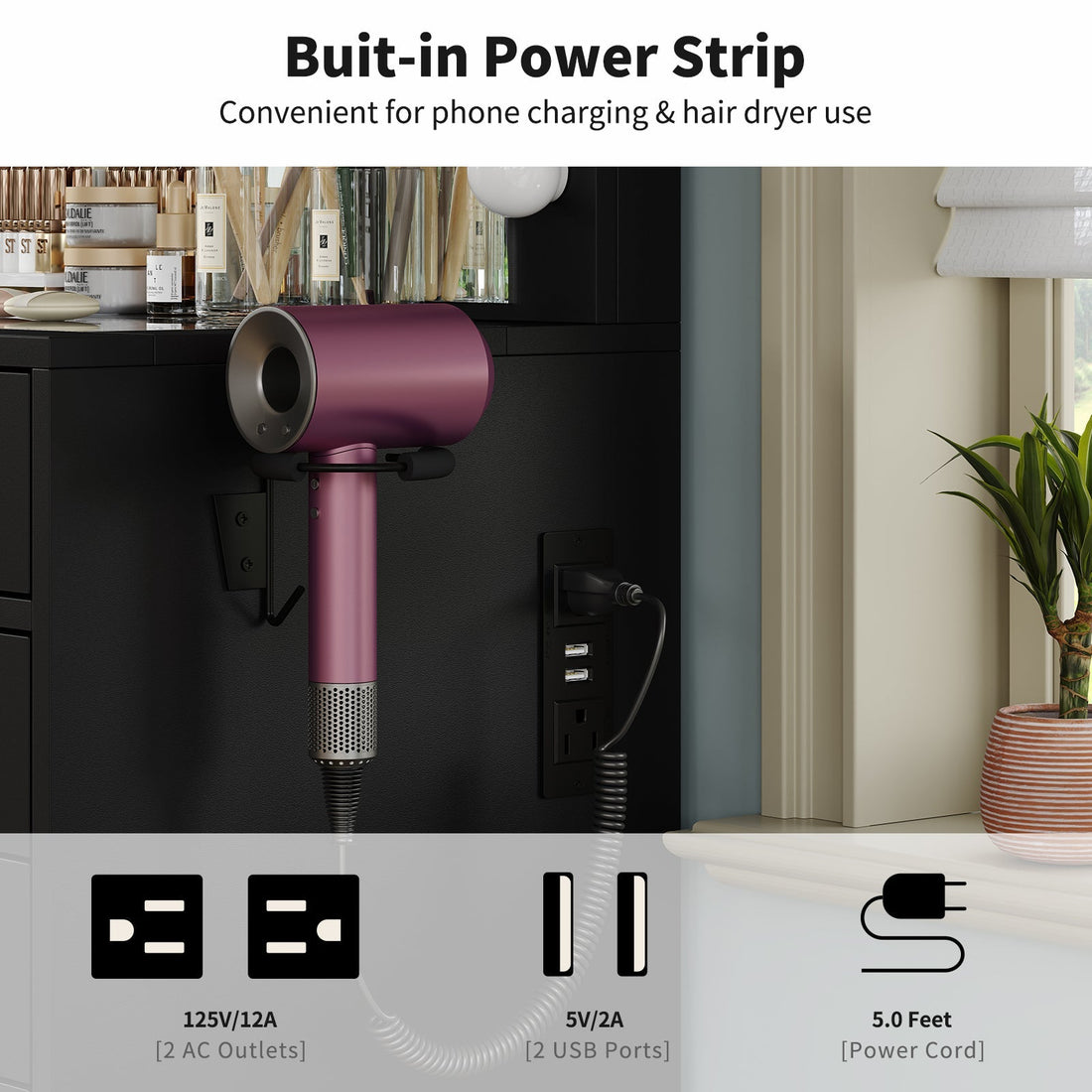 15-Drawer LED Mirror Vanity Desk - Vektaya