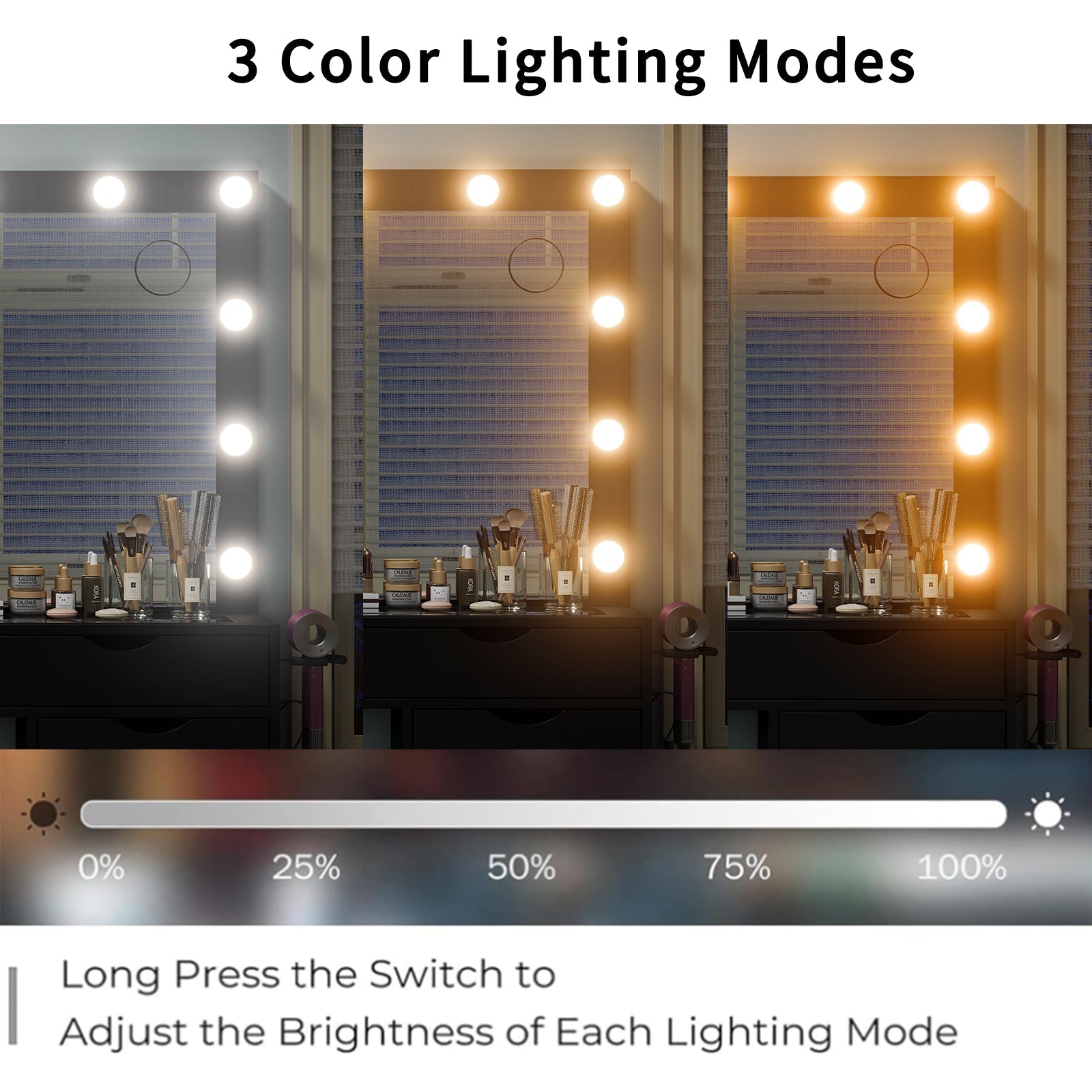 15-Drawer LED Mirror Vanity Desk - Vektaya